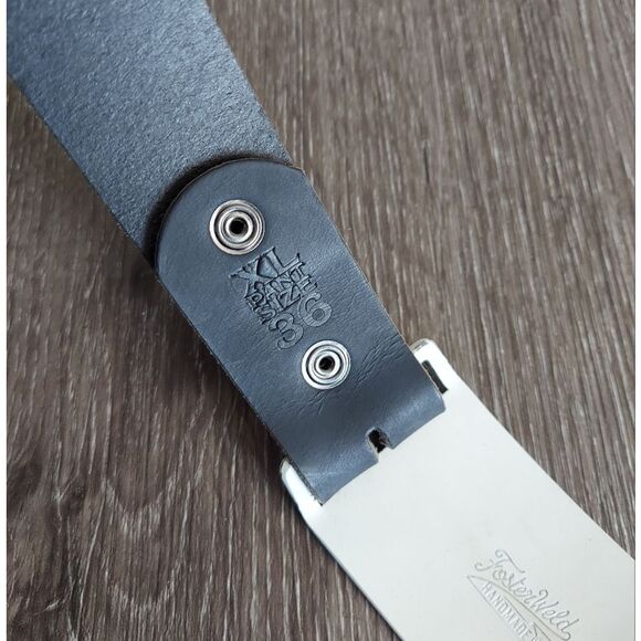 FosterWeld Black Leather Belt With Rectangular Shaped Distressed Buckle XL (36) - Picture 5 of 7